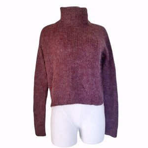 Aritzia Talula Loveland Mohair Wool Blend Eyelash Turtleneck Cropped Swe…